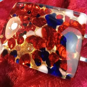 Murano Glass Hinged Bangle Bracelet 7"